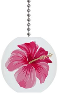 Pink Hibiscus Flower Solid Ceramic Fan Pull