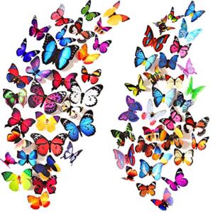 Heansun 80 PCS 3D Butterfly Wall Decor, 4 Styles Butterfly Stickers Removable Mural Stickers Butterfly Decorations for Home Room Bedroom Nursery Decor