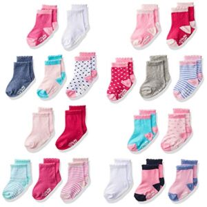 Little Me 20-Pair Newborn Baby Infant & Toddler Girls Socks, 0-12/12-24 Months, Assorted Size Pack, Multi, 40count (Pack of 1