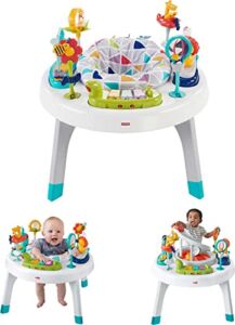Fisher-Price 2-in-1 Baby Activity Center and Toddler Activity Table Racing Ramp with Lights and Music, Spin ‘n Play Safari