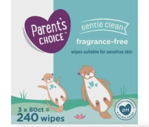 Parents Choice Baby Wipes, Fragrance Free, Quilted Soft, 240ct. (2 PACK)