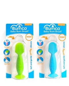 Bumco Diaper Cream Brush 2-Pack – Mini Baby Bum Brush with Travel Case, Baby Butt Paste Diaper Cream Spatula, Butt Paste Spatula for Baby Butt Cream, Mini Diaper Cream Applicator, Blue & Green