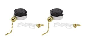 Aspen Creative, Polished Brass, 21306-2 3 Speed Ceiling Fan Light Switch with Pull Chain, 2 Pack
