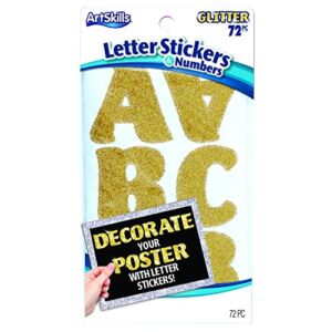 ArtSkills 2″ Glitter Letter and Number Stickers for Posters, Crafts and Projects, Gold, 72 Pieces