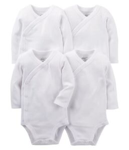 Simple Joys by Carter’s Unisex Babies’ Side Snap Bodysuit, Pack of 4, White, Newborn