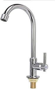 Cold Water Faucet Only, High Arc Single Handle One Hole Faucet for Kitchen Garden Bar Outdoor Boat Camper(Free Cold Water Supply Lines)