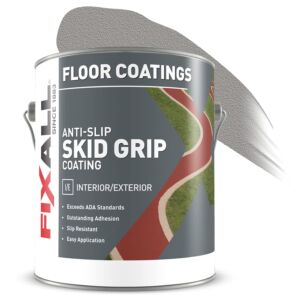 FIXALL Skid Grip Anti-Slip Acrylic Paint – Textured Coating for 100% Skid Resistance – Ideal for Sport Courts, Pool Areas, Sidewalks, & Parking Lots – Color: Smoke (1 Gal)