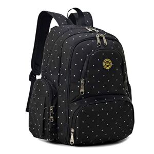 Qimiaobaby diaper bag backpack, multifunctional and large-capacity travel diaper storage bag (Black dots)