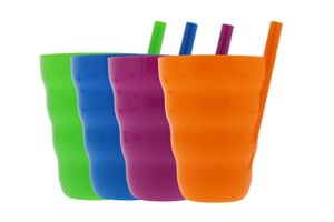 Arrow Sip-A-Cup with Built In Straw For Kids Includes Purple, Blue, Green, Orange (4 Pack)