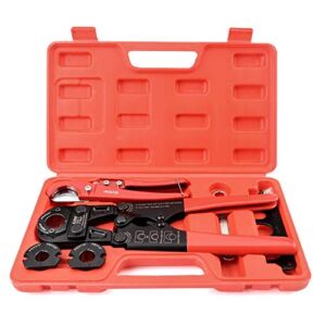 IWISS Pex Pipe Crimping Tool kit for 3/8,1/2,3/4,1-inch Copper Ring with Free Gauge&Pex Pipe Cutter -Meet ASTM F1807 and Portable