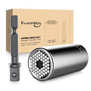 Super Universal Socket Tools for Men,KUSONKEY Christmas Gifts Stocking Stuffers for Men, Professional 7mm-19mm Tool Sets with Power Drill Adapter, Cool Gadgets for Men,Dad,Husband, Boyfriend,Handyman
