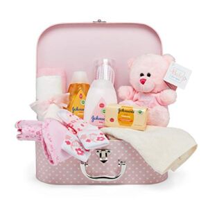 Baby Gift Set – Keepsake Box in Pink with Baby Clothes, Teddy Bear and Gifts for a Baby Girl