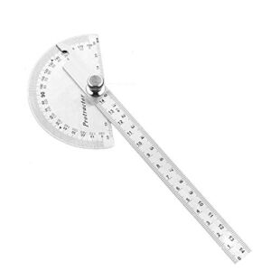HanYan Angle Finder Swing Arm Protractor 0-180 Degrees Stainless Steel Goniometer Protractor Ruler
