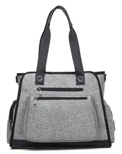 SCARLETON Multi Pocket Diaper Bag, Water Resistant Tote Bag, Travel Bag with Insulated Pocket, Laptop Bag for Women, H205103 – Grey