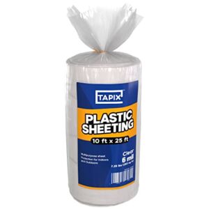 Plastic Sheeting (10′ x 25′) Long, 6 Mil Poly Sheeting Polyethylene Film, Heavy Duty Greenhouse Plastic Sheeting