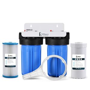Well Water Whole House Filtration System Dual Stage Complete System Commercial Grade Sediment Odor Taste Rust, 1″ Ports