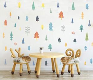 IARTTOP Colorful Woodland Trees Wall Decal ,Forest Trees Wall Sticker for Window Cling Decor,Jungle Trees Decals Classroom Nursery Decoration（57pcs Multicolor Decals )