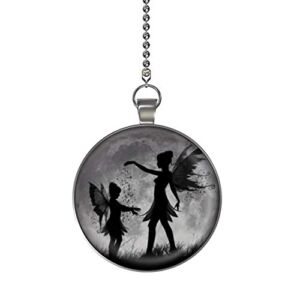 Fairy Mother and Daughter Glow in the Dark Fan/Light Pull Pendant with Chain