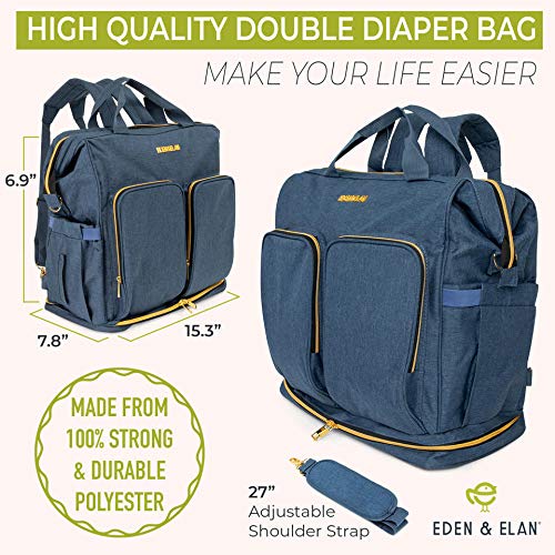 E EDEN & ELAN Diaper Bag for Twins Backpack Large Capacity for Two Babies – Twin Diaper Bag with 15 Compartments – Stylish Durable Organizer Maternity Travel Gear Insulated Pockets – Organization for Mom Dad Boy Girl Children Infant Double Sibling | The Storepaperoomates Retail Market - Fast Affordable Shopping
