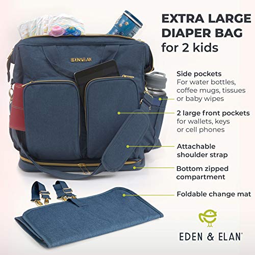 E EDEN & ELAN Diaper Bag for Twins Backpack Large Capacity for Two Babies – Twin Diaper Bag with 15 Compartments – Stylish Durable Organizer Maternity Travel Gear Insulated Pockets – Organization for Mom Dad Boy Girl Children Infant Double Sibling | The Storepaperoomates Retail Market - Fast Affordable Shopping