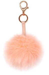 Itzy Ritzy Diaper Bag Charm, Purse Charm and Keychain; Pouf Measures 4” in Diameter; Features Durable Clasp and Trendy Rose Gold Hardware, Pink