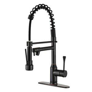 Kitchen Faucet with Pull Down Sprayer – Beelee Oil Rubbed Bronze Kitchen Faucet with Deck Plate, Single Handle Commercial Kitchen Sink Faucet ,llaves para fregaderos de cocina