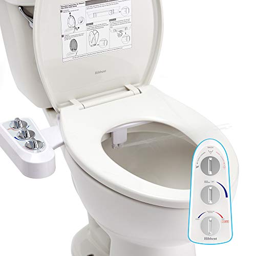Hibbent Toilet Seat Bidet with Self Cleaning Dual Nozzle, Hot and Cold Water Spray Non-Electric Mechanical Bidet Toilet Attachment for Rear or Female Washing Sanitizing | The Storepaperoomates Retail Market - Fast Affordable Shopping