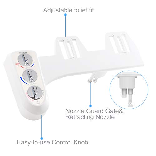 Hibbent Toilet Seat Bidet with Self Cleaning Dual Nozzle, Hot and Cold Water Spray Non-Electric Mechanical Bidet Toilet Attachment for Rear or Female Washing Sanitizing | The Storepaperoomates Retail Market - Fast Affordable Shopping