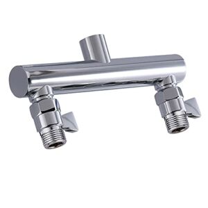 HAOXIN Double Outlet Shower Manifold with Shut Off Valve,Suitable for Dual Sprayer Showering System,Chrome,STC03