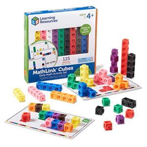 Learning Resources MathLink Cubes Early Math Activity Set – 115 Pieces, Ages 4+ Kindergarten STEM Activities, Math Cubes Activity Set and Games for Kids, Mathlink Cubes Activity Set