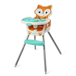 Infantino 4-in-1 Highchair – Space-Saving, Multi-Stage Booster and Toddler Chair with Multi-use Meal mat and Dishwasher-Safe Tray, in a Fox-Themed Design