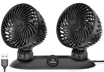 JZCreater USB Fan for Car, Dual Head Fan with Variable Speed, Small Car Fan, Rotation Strong Wind, USB Personal Mini Fan for Dashboard SUV RV Truck Sedan Home office, Black Black | The Storepaperoomates Retail Market - Fast Affordable Shopping