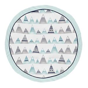 Sweet Jojo Designs Navy Blue, Aqua and Grey Aztec Playmat Tummy Time Baby and Infant Play Mat for Mountains Collection
