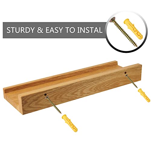 12 Inch Floating Shelves Wall Mounted Set of 2, Rustic Wall Shelves for Decor and Storage, Natural Solid Oak Wood Shelf, Picture Ledge for Bedroom/Bathroom/Living Room/Kitchen, Natural Color, 12*4*1.5 | The Storepaperoomates Retail Market - Fast Affordable Shopping