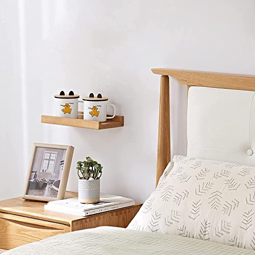 12 Inch Floating Shelves Wall Mounted Set of 2, Rustic Wall Shelves for Decor and Storage, Natural Solid Oak Wood Shelf, Picture Ledge for Bedroom/Bathroom/Living Room/Kitchen, Natural Color, 12*4*1.5 | The Storepaperoomates Retail Market - Fast Affordable Shopping