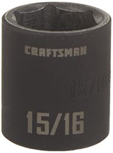 CRAFTSMAN Shallow Impact Socket, SAE, 1/2-Inch Drive, 15/16-Inch (CMMT15857) , Black