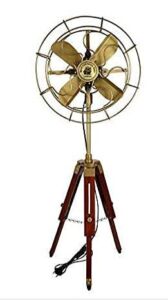 Antique Fan with Wooden Tripod Stand Modern Look and Collectible Item.