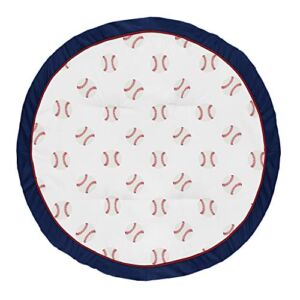 Sweet Jojo Designs Red, White and Blue Playmat Tummy Time Baby and Infant Play Mat for Baseball Patch Sports Collection