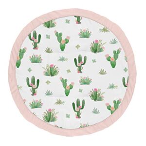 Sweet Jojo Designs Pink and Green Boho Watercolor Playmat Tummy Time Baby and Infant Play Mat for Cactus Floral Collection