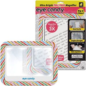 Eye Candy Ultra Bright Full Page Magnifier and Book Light, As Seen On TV Anti Glare Reading Light Makes Pages 3X Bigger with Dimmable Brightness