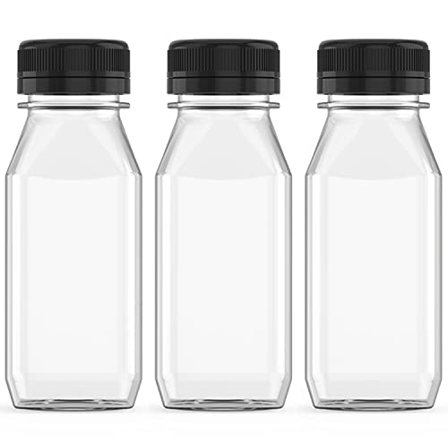 3 Pcs 8 Ounce Plastic Juice Bottle Drink Containers Juicing Bottles with Black Lids, Suitable for Juice, Smoothies, Milk and Homemade Beverages | The Storepaperoomates Retail Market - Fast Affordable Shopping