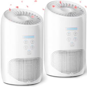 HEPA Air Purifiers, 2 Pack White, Air Purifiers for Home Bedroom, Smoke Air Cleaner with Fragrance Sponge, Ultra Quiet HEPA Air Purifier 99.97% Effectively Rem0ve Air Pollutants