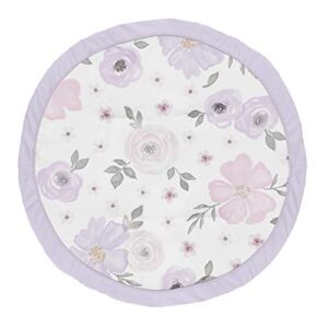 Sweet Jojo Designs Lavender Purple, Pink, Grey and White Shabby Chic Playmat Tummy Time Baby and Infant Play Mat for Watercolor Floral Collection – Rose Flower