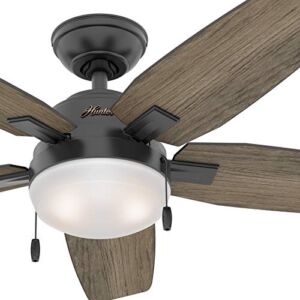Hunter Fan 46 inch Contemporary Matte Black Indoor Ceiling Fan with Light Kit (Renewed)