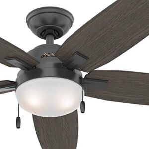 Hunter Fan 54 inch Contemporary Matte Black Indoor Ceiling Fan with Light Kit (Renewed)