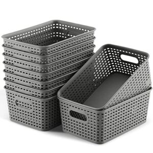 Small Plastic Storage Baskets Set of 9 Durable Small Pantry Organizer Bins Organization and Storage Shelves Baskets for Kitchen Organization Countertops Desktops Cabinets Bedrooms Bathrooms