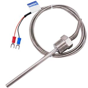 Twidec/2M NPT 1/2″inch (6X100MM) Pipe Thread Temperature Sensor Probe Two Wire Temperature Controller (0~600℃) 304 Stainless Steel K Type Thermocouple MT-205-1/2