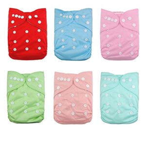 DoDo Bear Baby Cloth Diapers 6 PCS + 12 Inserts Adjustable Washable and Reusable Pocket Diapers for Baby Girls,(Sets 5)