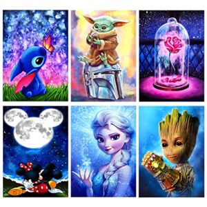 6 Pack Full Drill Diamond Painting Kits for Adults&Beginners 5D DIY 6PCS Diamond Art Kits Paint with Round Diamonds and Gems for Home Wall Decor Gifts(11.8”x15.7”)