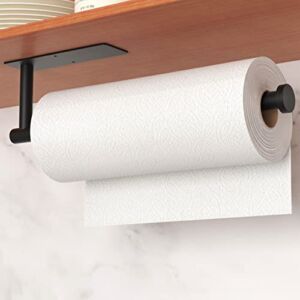 Under Cabinet Paper Towel Holder Black, Self-Adhesive or Drilling, Wall Mounted Paper Towel Rack for Kitchen, SUS304 Stainless Steel Kitchen Roll Holder